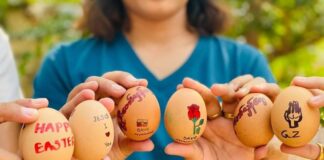 Myanmar Protests- anti-coup slogans on Easter eggs