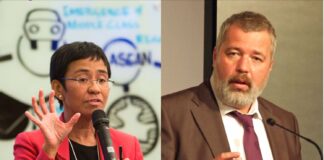 Maria Ressa and Dmitry Muratov jointly win the 2021 Nobel Peace Prize for work on freedom of expression