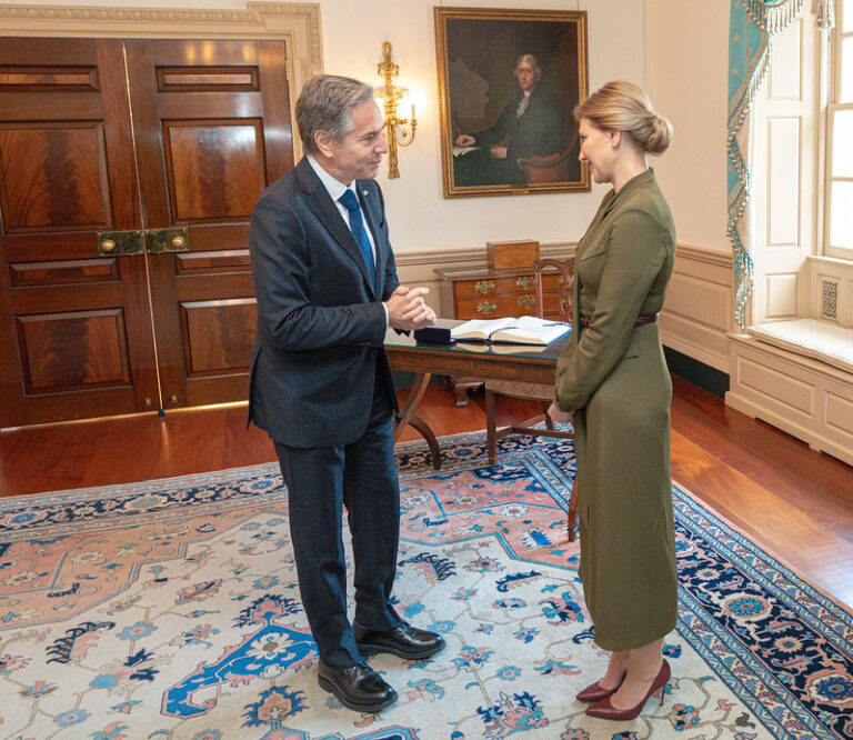 Ukraine’s first lady Zelenska met with Secretary of State Antony Blinken in Washington DC 