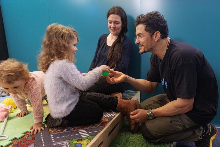 British actor Orlando Bloom visits children in Ukraine
