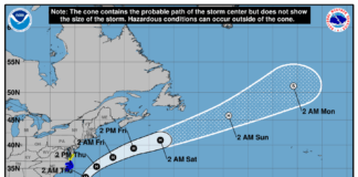 Hurricane Erin to Brush North Carolina Coast Tonight; Surge Warning from Cape Lookout to Duck