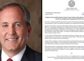 Texas AG Paxton Expands H-1B Fraud Probe Into Nearly 30 North Texas Businesses