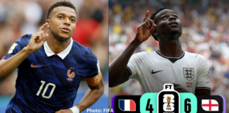 Saka Hat Trick Lifts England Past France 6-4 for Third Place