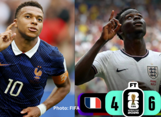 Saka Hat Trick Lifts England Past France 6-4 for Third Place