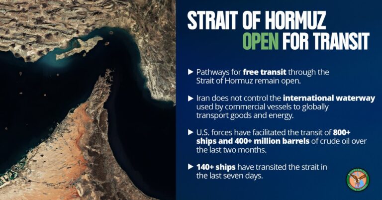 Hormuz Open, Traffic Moving, CENTCOM Says After Iran Closure