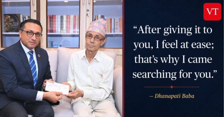 At 78, Dhanpati Baba Donates Rs 777,777 for Rasuwa Flood Relief