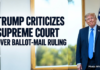 Trump Criticizes Supreme Court Over Ballot-Mail Ruling
