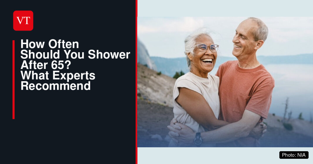 How Often Should You Shower After 65 guide showing an older adult using a safe, skin-friendly shower routine