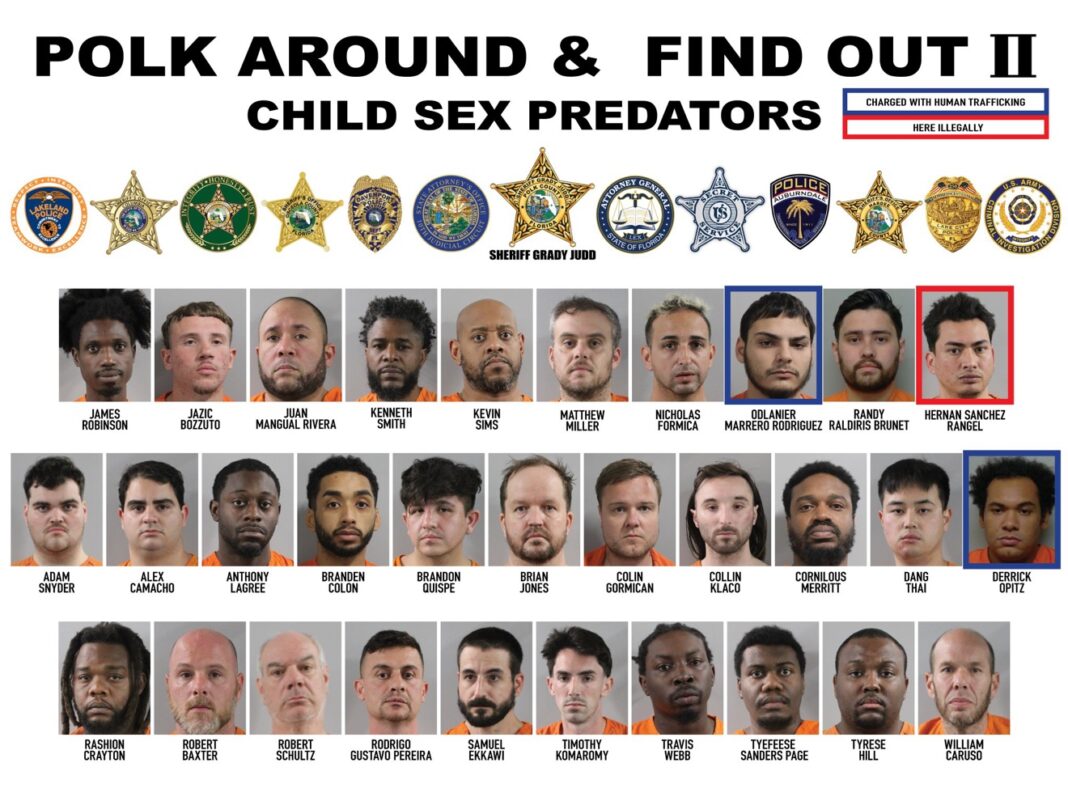 Polk County sting booking photos of 31 child predator suspects arrested in the Polk Around and Find Out II operation