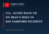 U.S., Partners Back UK Attribution of Iran Role in Fairford Incident