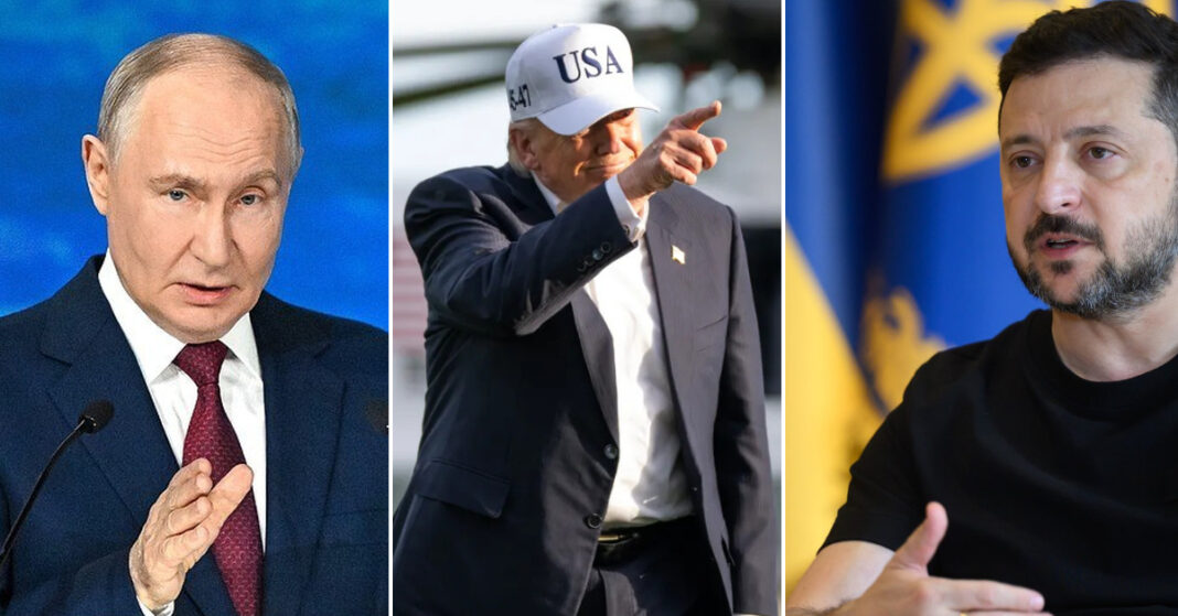 President Donald Trump, Russian President Vladimir Putin and Ukrainian President Volodymyr Zelenskyy in a composite image accompanying an energy ceasefire report.