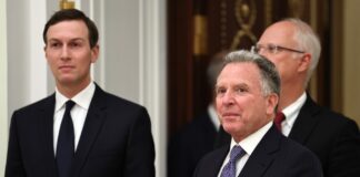Jared Kushner, left, and Steve Witkoff at the Kremlin in Moscow in a file photo accompanying Ukraine peace talks coverage.