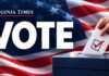 DOJ Confirms 1,000 Election Monitors for Midterms in All 50 States Ballot box and U.S. flag on the Virginia Times Vote banner — DOJ election monitors