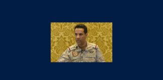 Yemen coalition spokesman Turki Al-Malki in a 2020 video still.