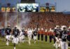 Auburn Beats No. 1 Georgia at the Gun, 27-24 The Auburn Tigers run onto the field at Jordan-Hare Stadium in Auburn, Alabama