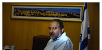 Avigdor Liberman, leader of the Yisrael Beytenu party, photographed in his office. Photo: Edward Kaprov