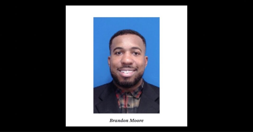 Portrait of Brandon Moore, the Fairfax County officer facing domestic assault charges in McLean
