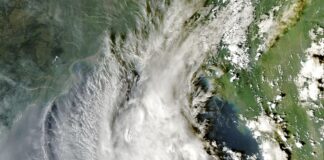 Satellite view of Cyclone Arnab over the Bay of Bengal on Oct. 25, 2026
