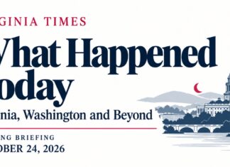 What Happened Today: Virginia, Washington and Beyond Virginia Evening Briefing banner for October 24, 2026, with “What Happened Today” and an illustration of the U.S. Capitol.