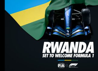 Formula 1 Signs 10-Year Rwanda Deal for Return to Africa FIA announcement graphic showing a Formula 1 car beneath the Rwandan flag with the text "RWANDA — SET TO WELCOME FORMULA 1."