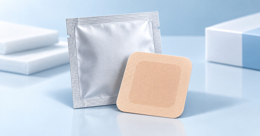 Illustration of a generic once-weekly hormone therapy transdermal patch