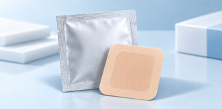 Illustration of a generic once-weekly hormone therapy transdermal patch