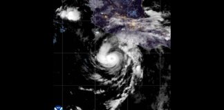 GOES-19 GeoColor satellite image of Hurricane Trudy over the Pacific Ocean off Mexico’s coast.