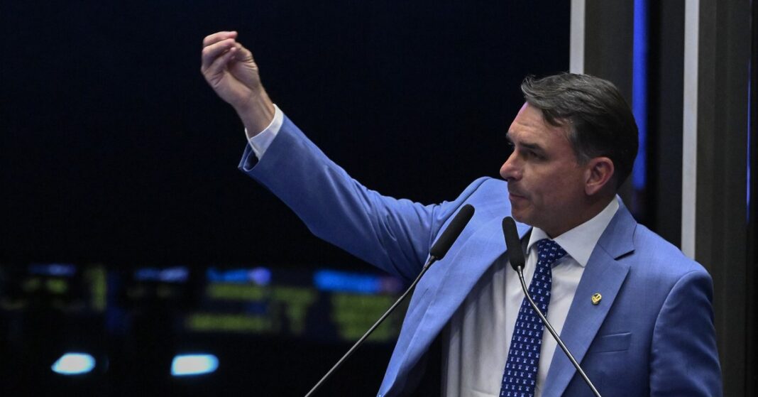 Bolsonaro flees Brazil — Flavio Bolsonaro speaking in Brazil's Senate (file photo)
