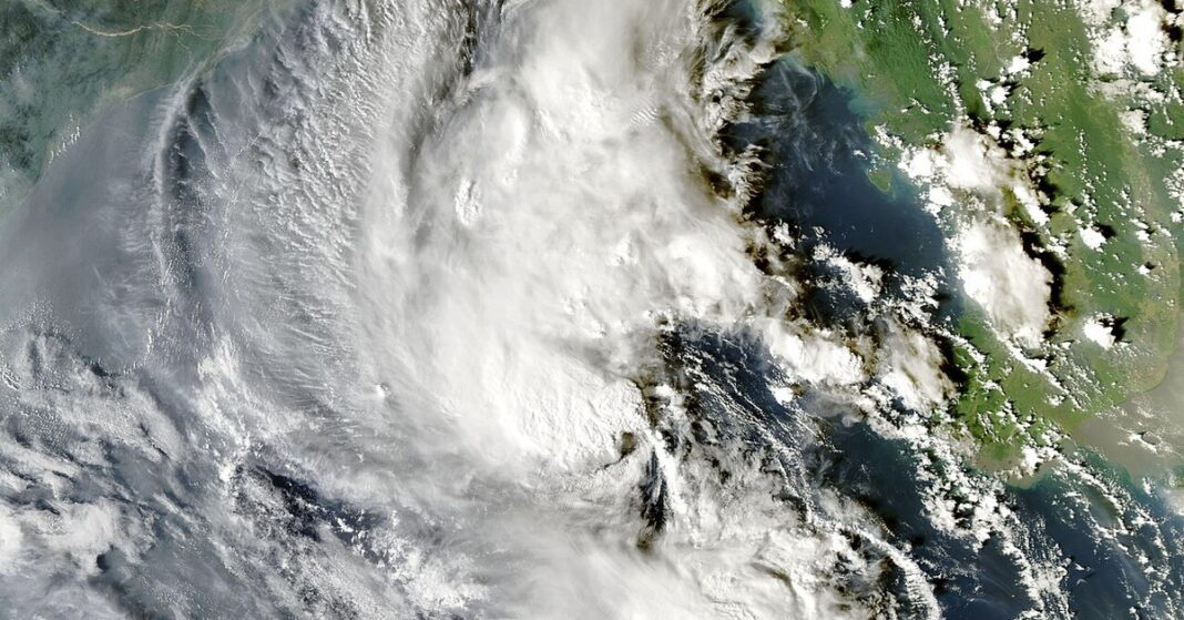Satellite view of the system that became Cyclone Arnab in the Bay of Bengal, with Cyclone Arnab Nepal high alert in force