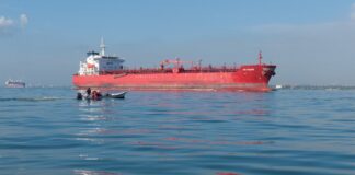 File photo of an oil tanker crossing Lake Maracaibo in Venezuela, illustrating the Trump Venezuelan oil claim.