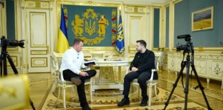 Volodymyr Zelenskyy speaks with an interviewer from The Sun for an article about Zelenskyy and Trump