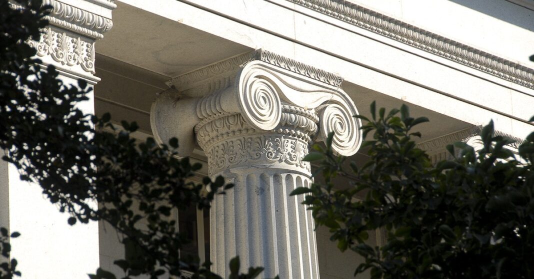 The U.S. Department of the Treasury building in Washington — US sanctions on Rwanda