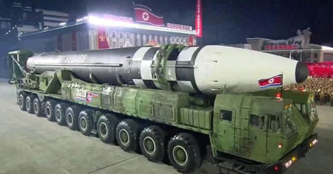 File photo of a North Korean Hwasong-17 ballistic missile on a transporter during a parade in Pyongyang