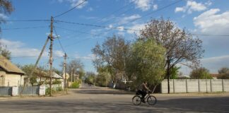 Oleshky evacuations — a street in Oleshky, Kherson region (file photo)