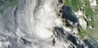 Satellite view of the system that became Cyclone Arnab in the Bay of Bengal, with Cyclone Arnab Nepal high alert in force