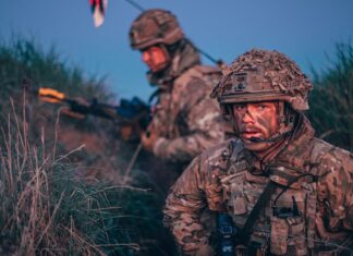 UK and Poland Sign Warsaw Defence Plan to Deter Russia Warsaw Defence Plan: a British soldier takes part in a NATO reconnaissance exercise in Bemowo Piskie, Poland (file photo)