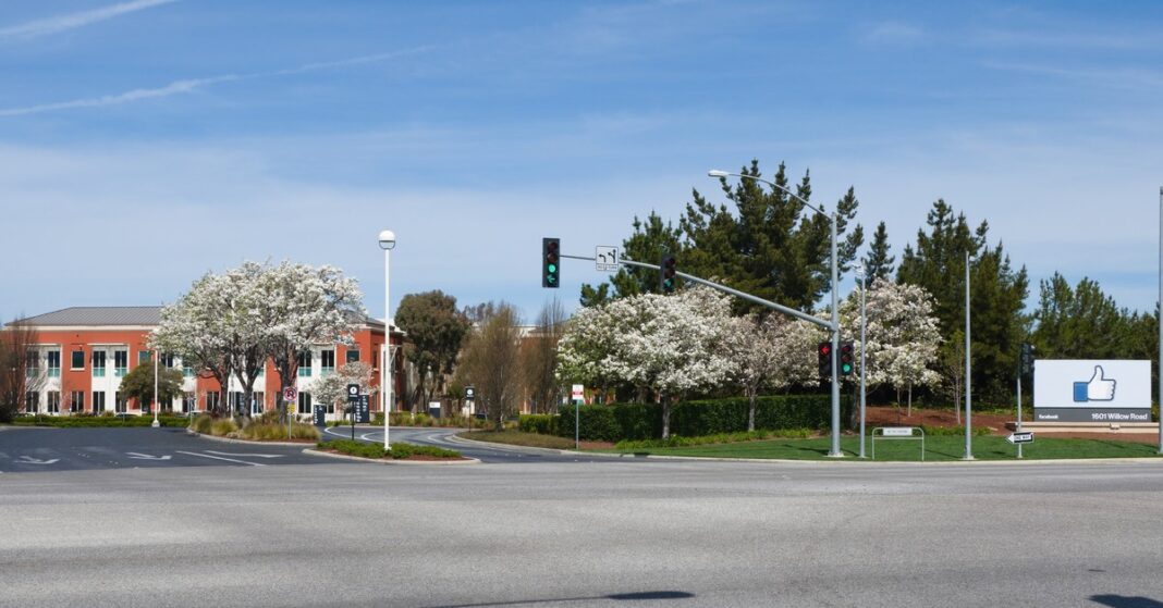 Nvidia Meta Muse partnership: entrance to Facebook headquarters complex in Menlo Park, California (file photo)