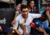 Mumbai Police Ask Actor Imran Khan to Leave India After Protest Actor Imran Khan speaking to reporters as he is detained by police during a protest at August Kranti Maidan in Mumbai.