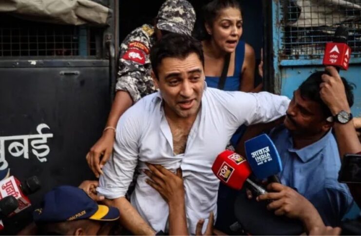 Mumbai Police Ask Actor Imran Khan to Leave India After Protest Actor Imran Khan speaking to reporters as he is detained by police during a protest at August Kranti Maidan in Mumbai.