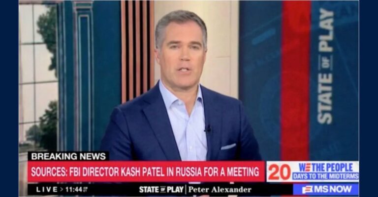 Peter Alexander on MS NOW during the Kash Patel Russia report that the network later corrected.