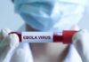 Kenya Reports Eighth Ebola Case, Health Director Says A health worker in gloves and a mask holds a blood sample tube labelled Ebola virus