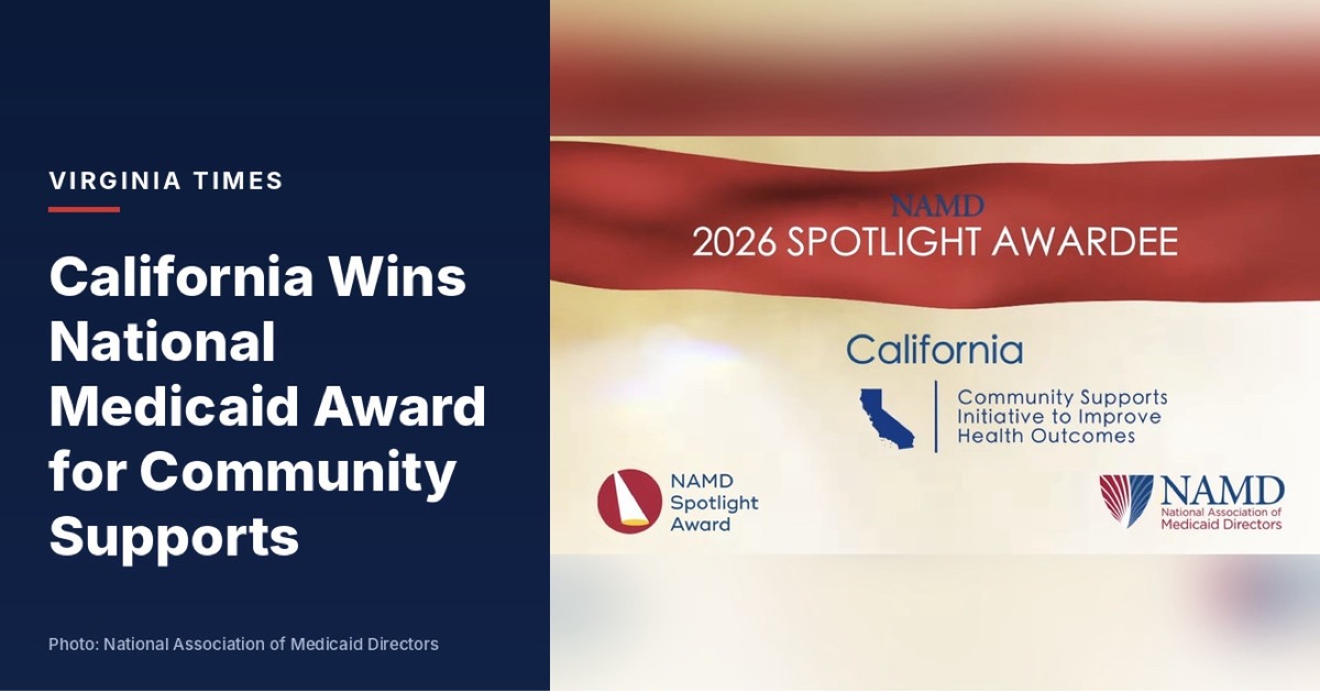 California Wins National Medicaid Award for Community Supports