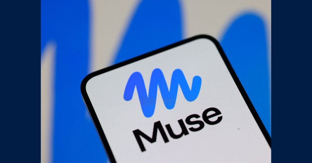 Smartphone showing the Meta Muse logo, illustrating the Muse Wonder Meta Model API launch