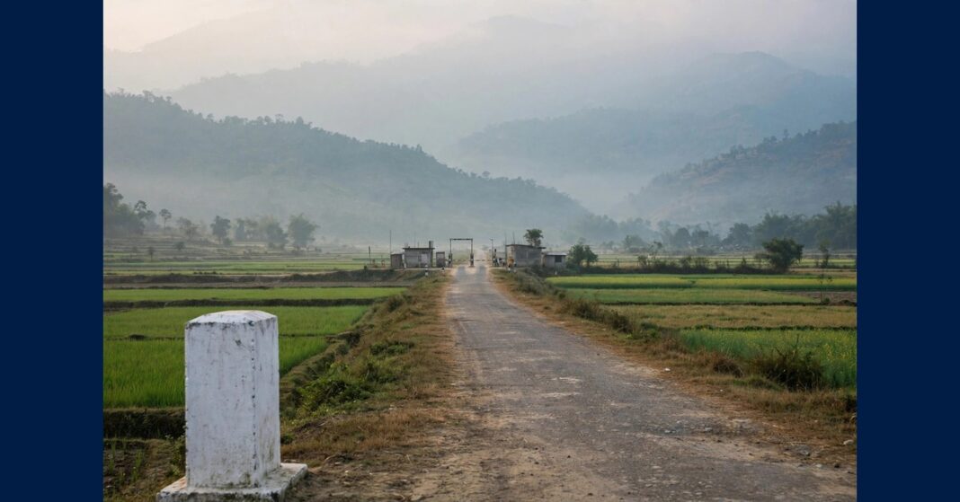 The Nepal-India border as the India border encroachment response is reported, in a Virginia Times graphic