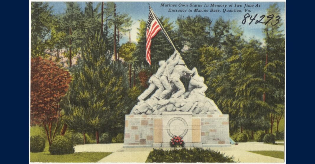 The Iwo Jima statue at the entrance to Marine Corps Base Quantico, Virginia, in a file photo