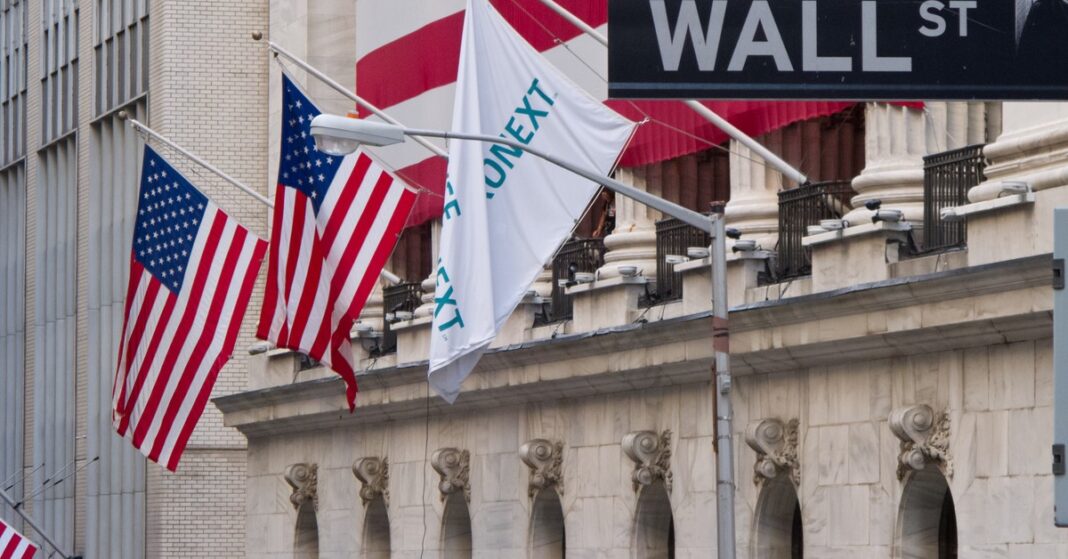 The New York Stock Exchange building on Wall Street in New York (file photo)