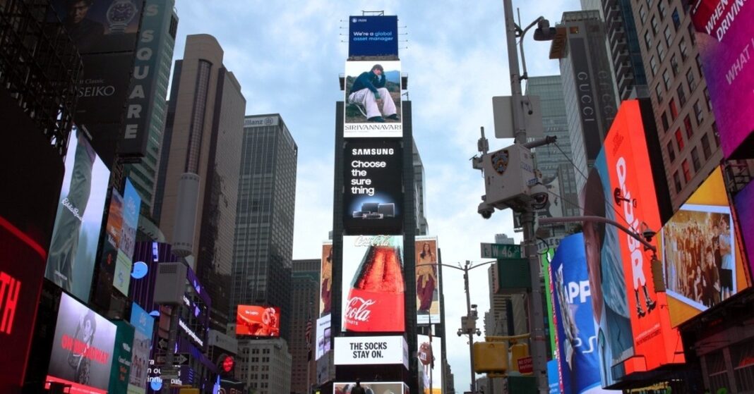 Samsung SSD advertising on billboards in Times Square, New York