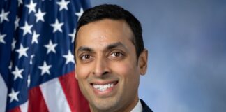 Official portrait of Rep. Suhas Subramanyam accompanying coverage of the Leesburg office evacuation.