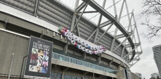 Taylor Swift performing on the Eras Tour at BC Place in Vancouver on Dec. 13, 2024