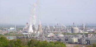 A petrochemical complex of towers, tanks and pipework. (File photo)